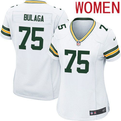 Women Green Bay Packers 75 Bryan Bulaga Nike White Game NFL Jersey